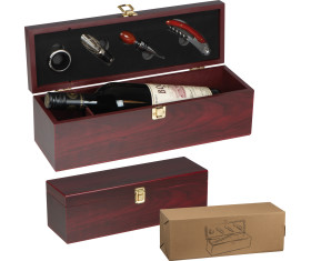 Wine set in wooden box