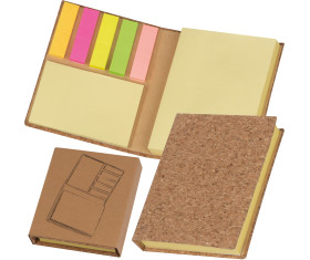 Sticky marker and sticky note book in a cork envelope