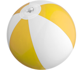 Bicoloured mini beach ball with 21.5 cm segments.