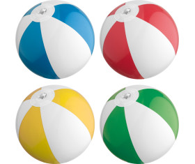 Bicoloured mini beach ball with 21.5 cm segments.