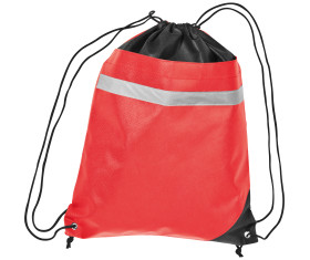 Non-woven gym bag including reflectable stripe